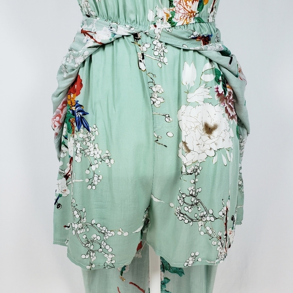 NEW- BIUBIU Off Shoulder Floral Romper Maxi dress - Picture 9 of 11